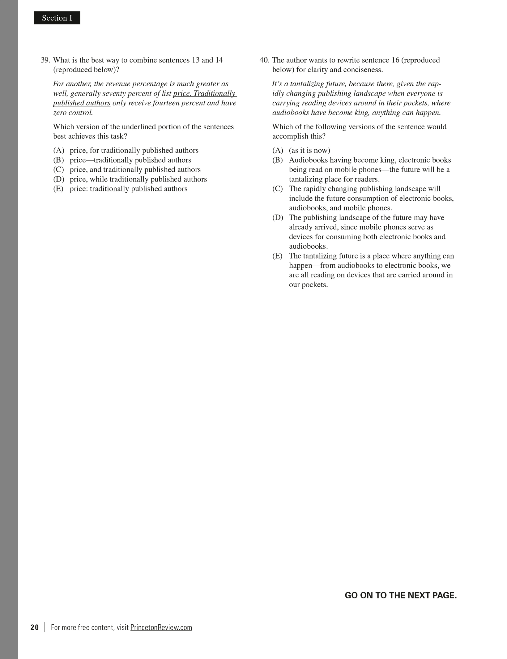 Extended ebook content for princeton review ap english language